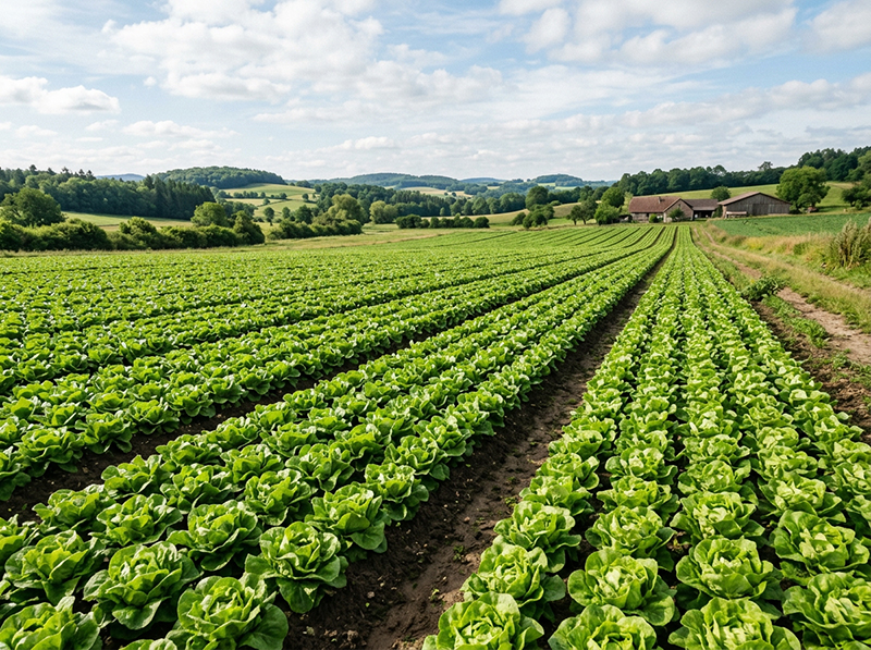 Regionales Salatfeld  mit grünem Salat