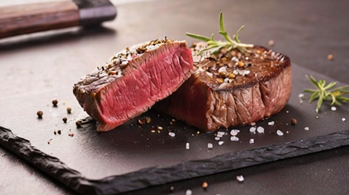 saftiges Maredo Steak auf Steinplatte serviert