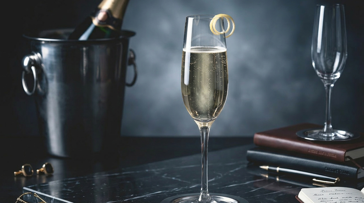 Champagner im Glaß auf Tisch